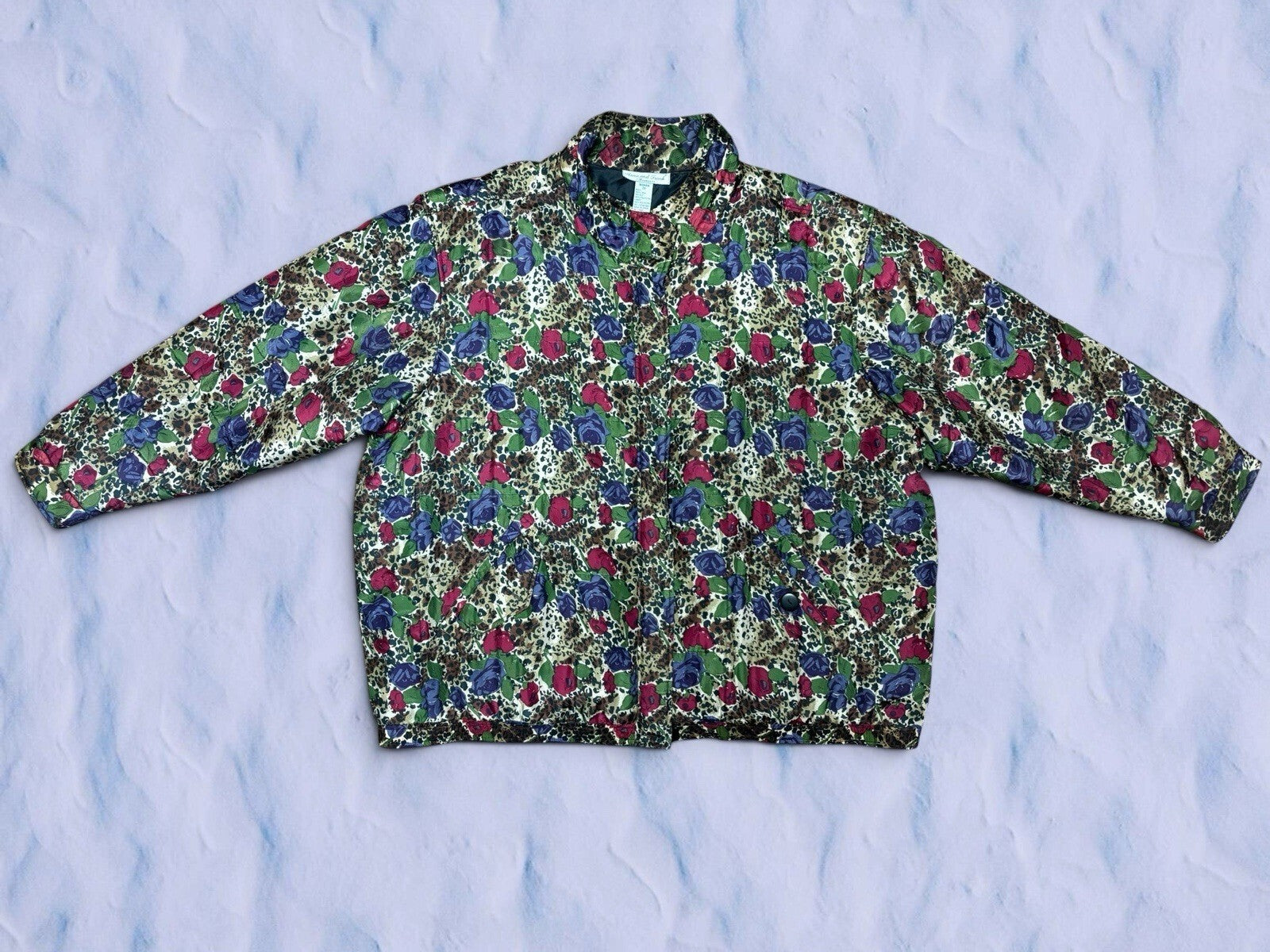 Vintage Anna and Frank Silk Floral Puffer Jacket Women’s Size 2X