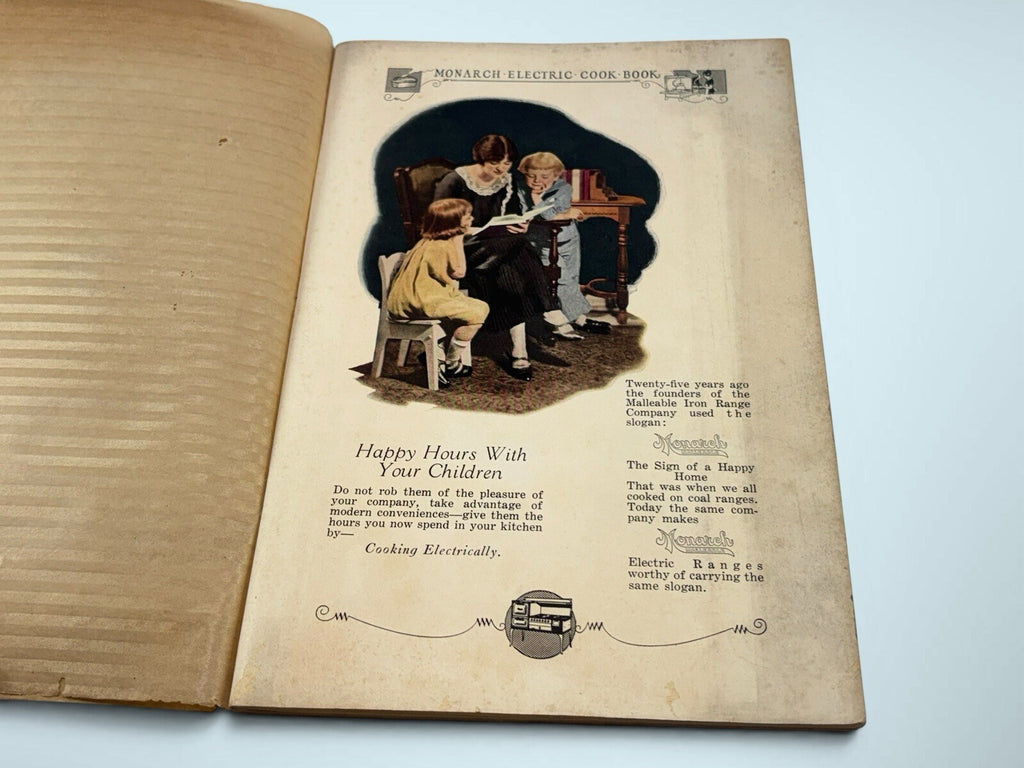 Antique 1925 Monarch Malleable Electric "Book of Cookery"