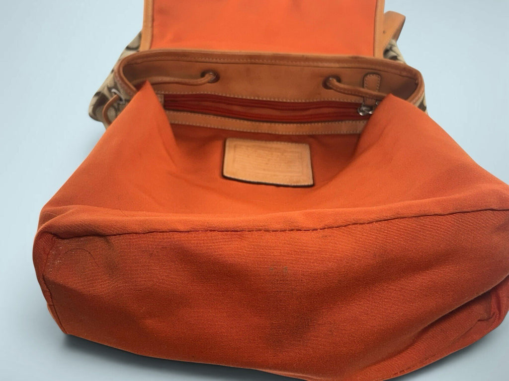 COACH Signature Khaki Tan Vachetta Drawstring Backpack H05K-6080