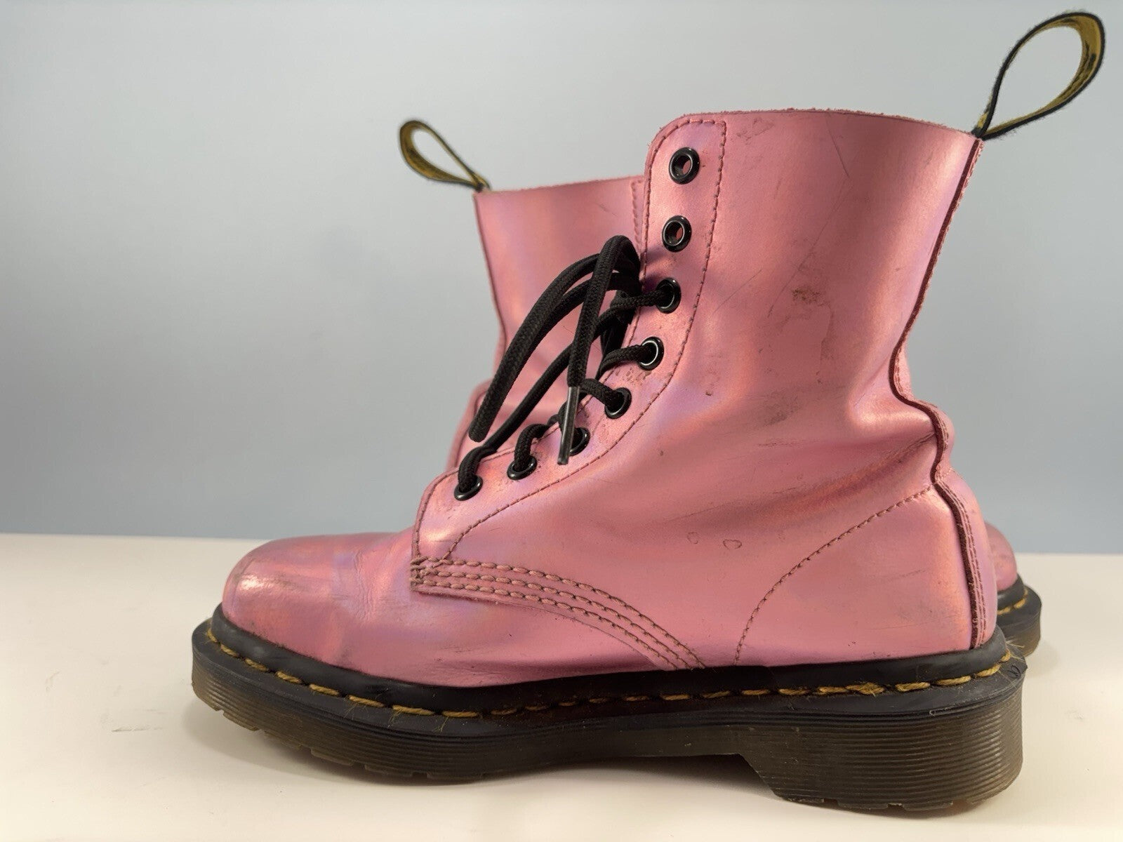 Dr. Martens 8 Hole Holographic Pink Boots US Size 6 Women - AW004