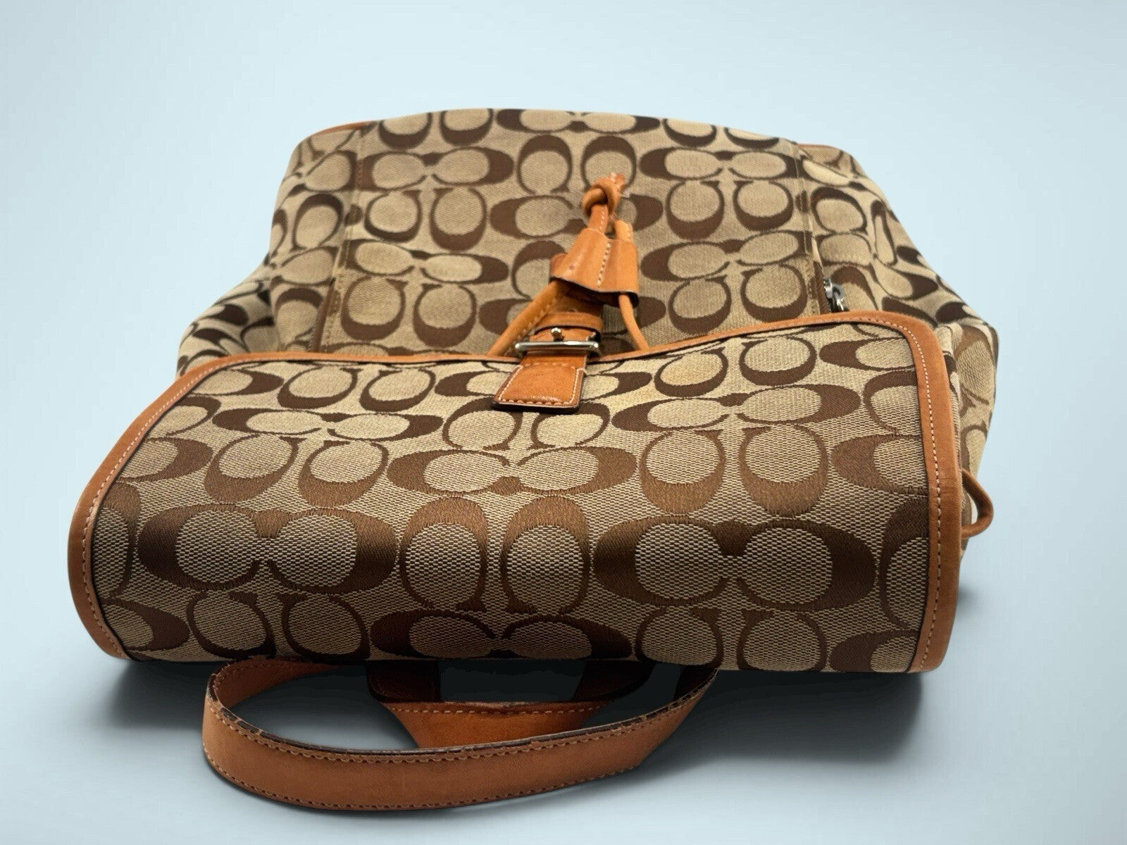COACH Signature Khaki Tan Vachetta Drawstring Backpack H05K-6080