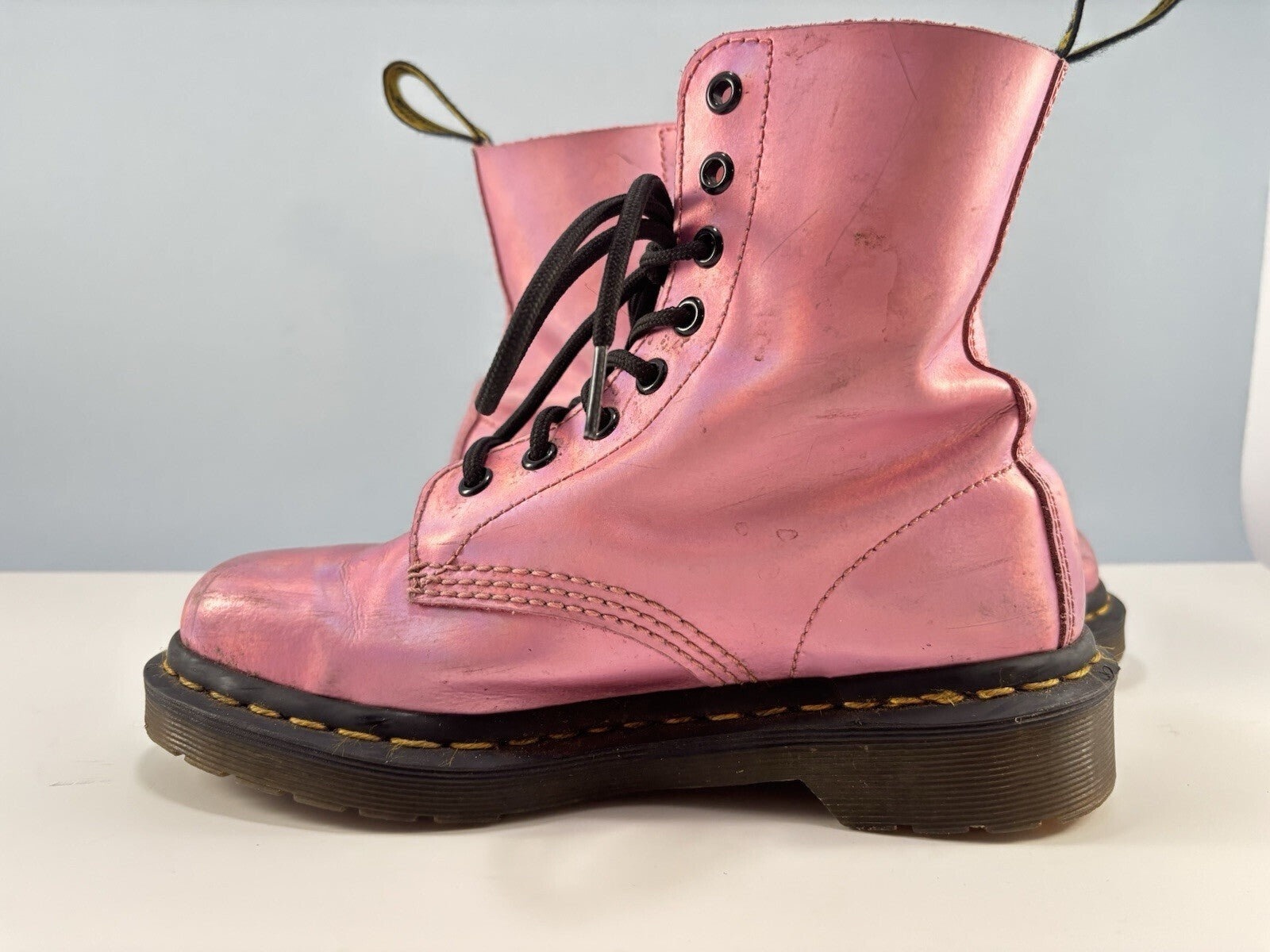 Dr. Martens 8 Hole Holographic Pink Boots US Size 6 Women - AW004