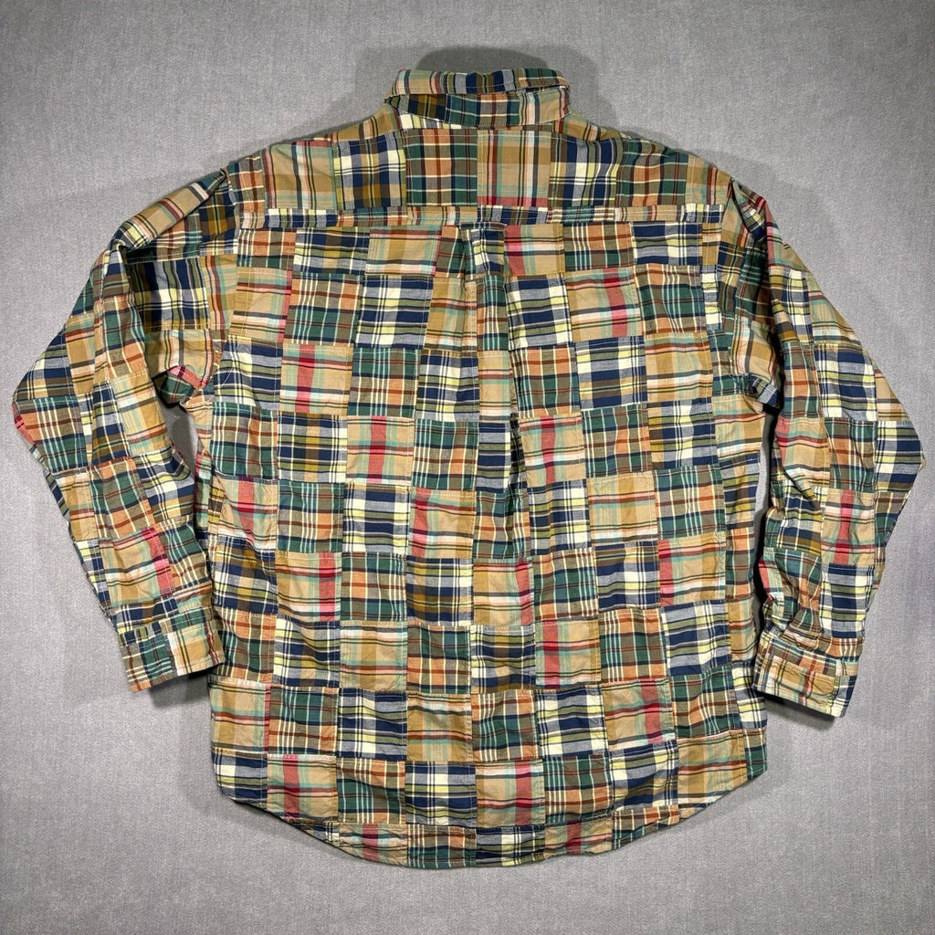Orvis Plaid Madras Patchwork Long Sleeve Shirt Size Large