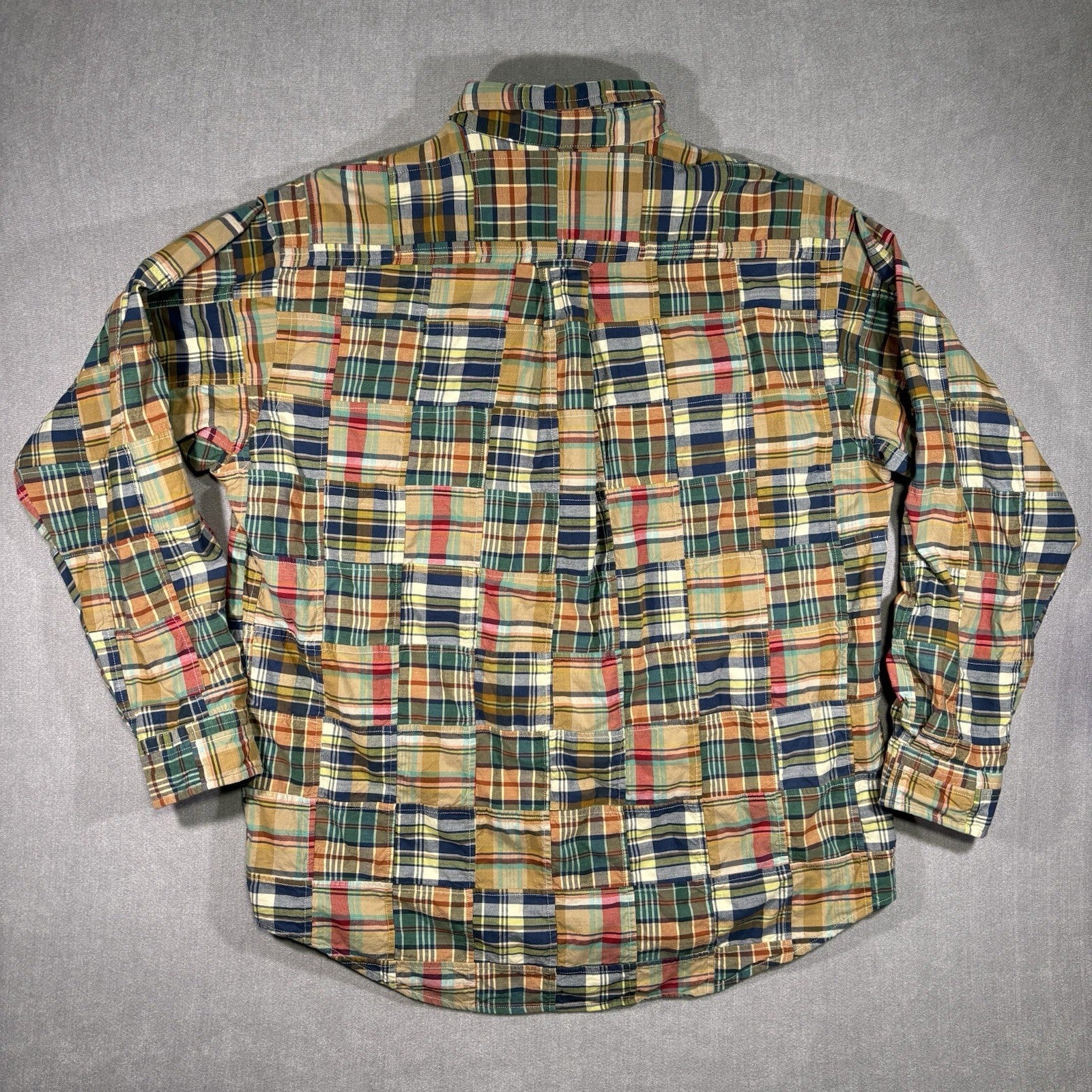 Orvis Plaid Madras Patchwork Long Sleeve Shirt Size Large