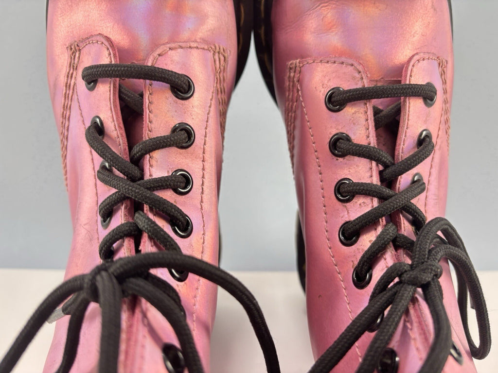 Dr. Martens 8 Hole Holographic Pink Boots US Size 6 Women - AW004