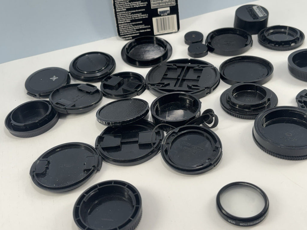 Lot Of 25 Assorted Camera Lens & Body Caps