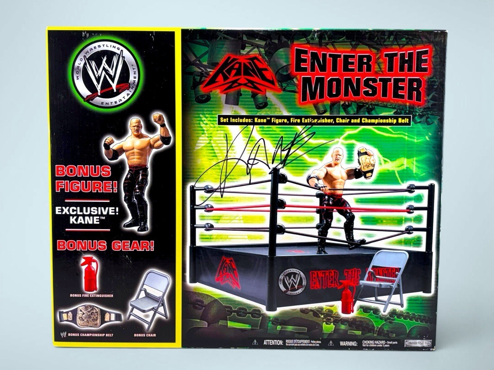 Signed WWE 2006 “Enter The Monster” Rare Kane Wrestling Ring By Jakks Pacific