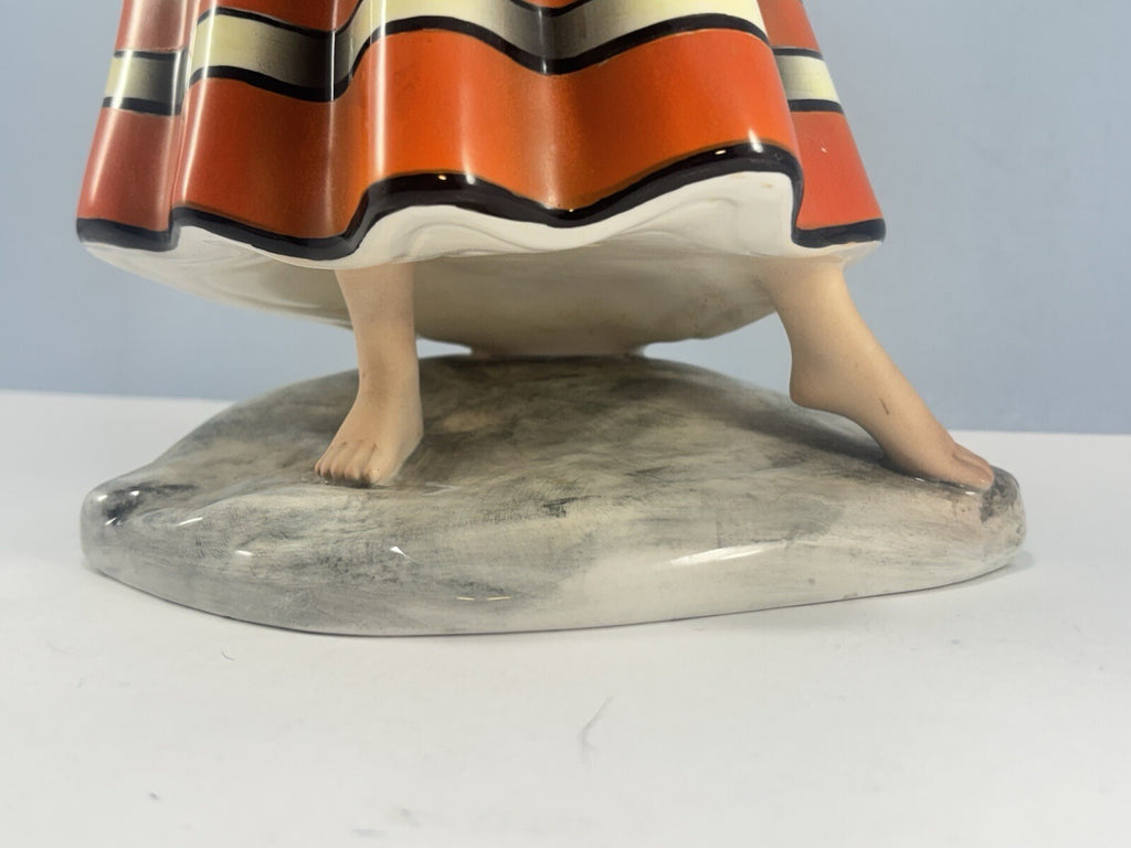 1950s Giovanni Ronzan  "Gitane avec perroquet" Italian Porcelain Figurine