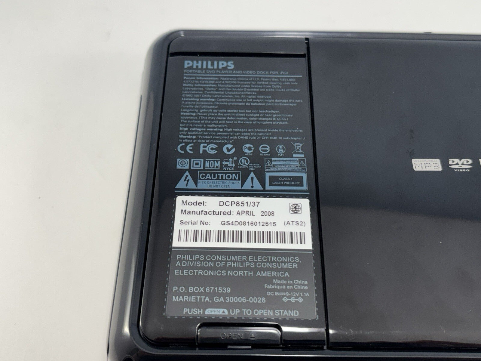 Philips DCP851/37 Portable DVD Player & iPod Dock w/ Remote