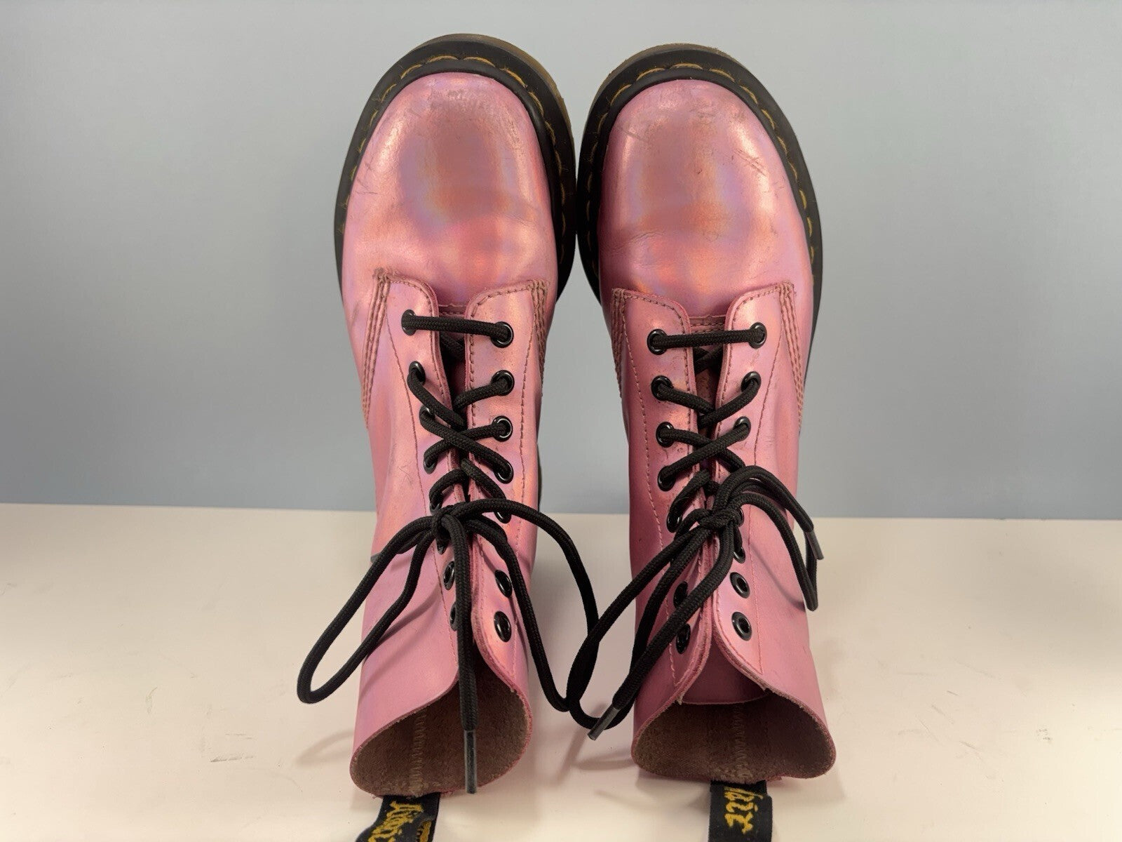 Dr. Martens 8 Hole Holographic Pink Boots US Size 6 Women - AW004
