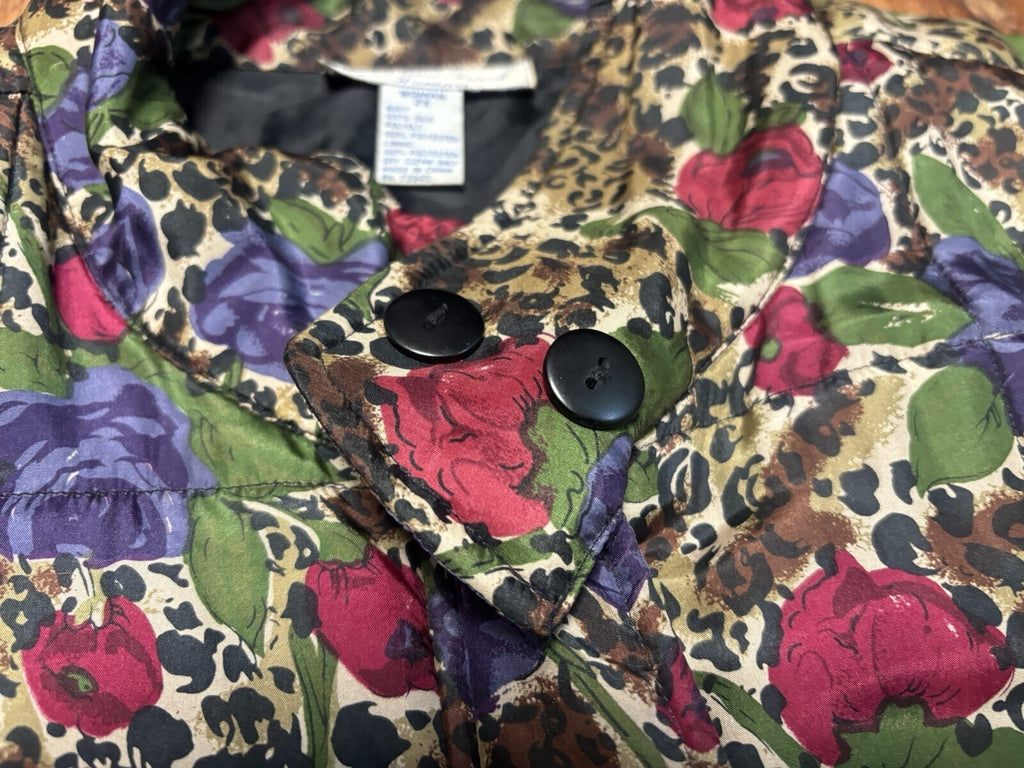Vintage Anna and Frank Silk Floral Puffer Jacket Women’s Size 2X