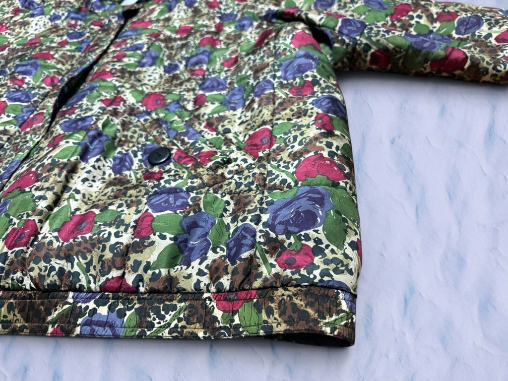 Vintage Anna and Frank Silk Floral Puffer Jacket Women’s Size 2X