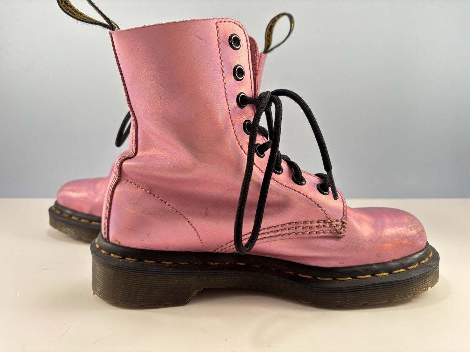 Dr. Martens 8 Hole Holographic Pink Boots US Size 6 Women - AW004
