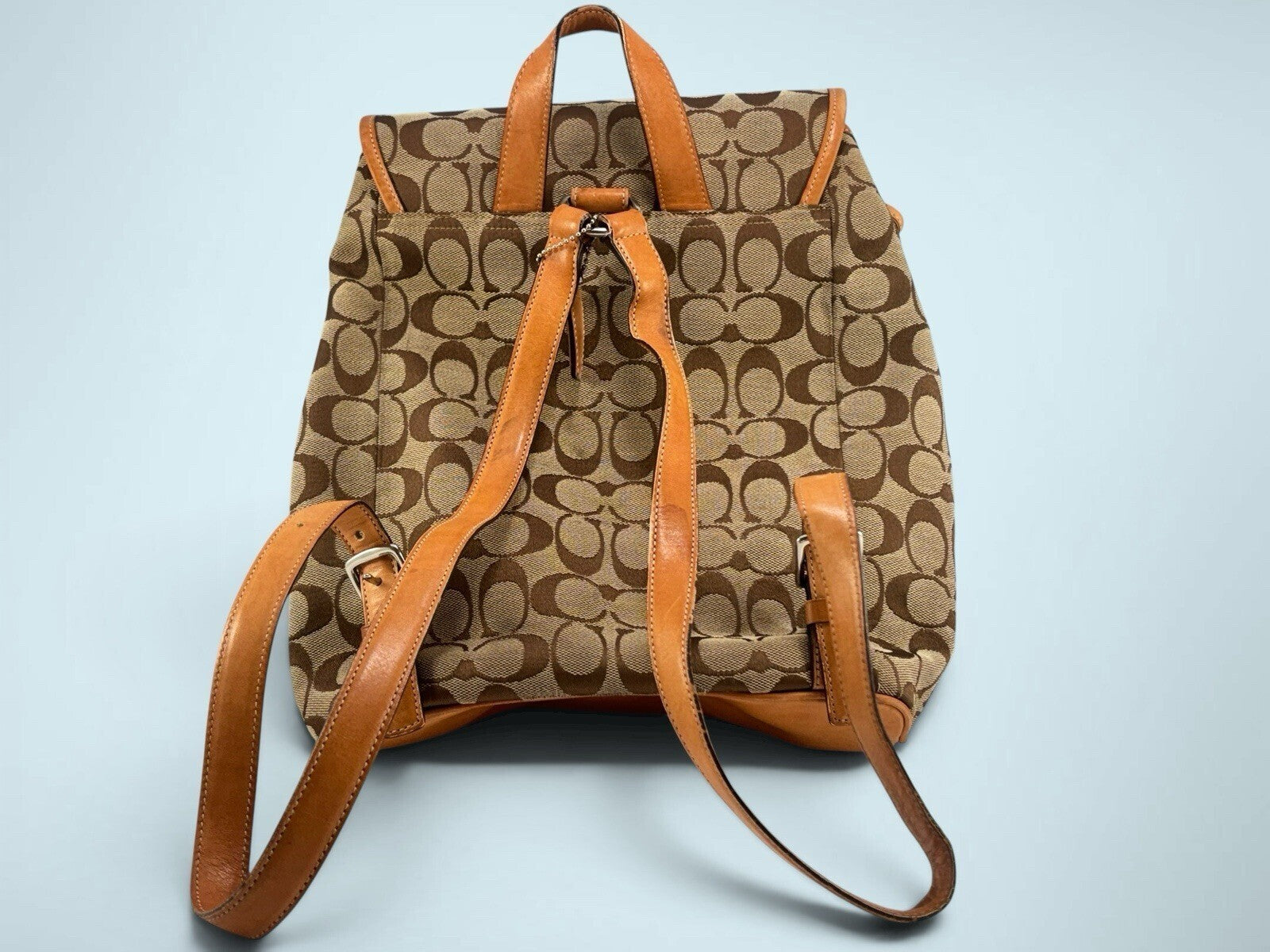 COACH Signature Khaki Tan Vachetta Drawstring Backpack H05K-6080