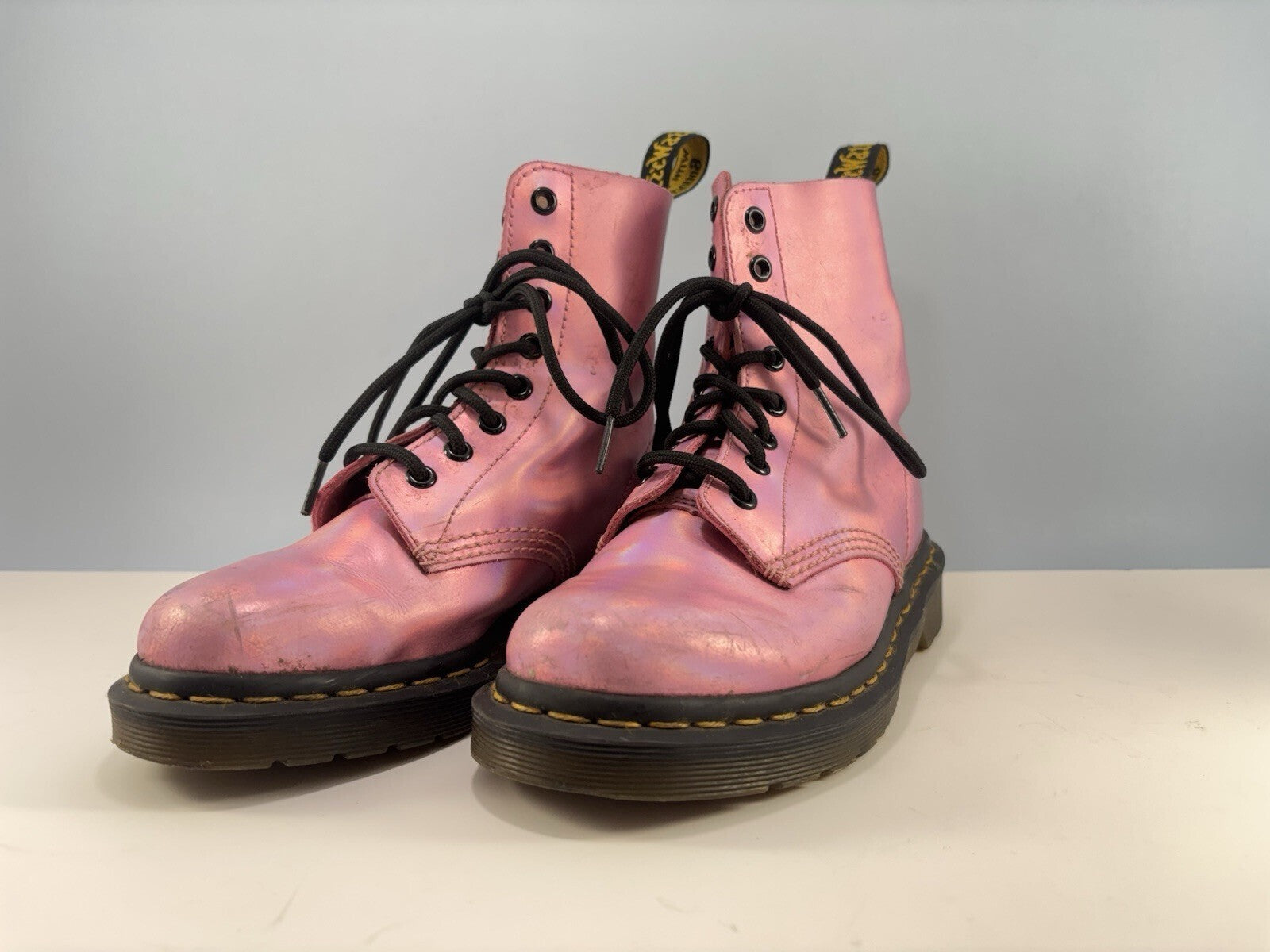 Dr. Martens 8 Hole Holographic Pink Boots US Size 6 Women - AW004