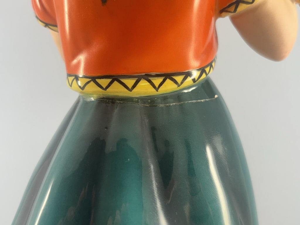 1950s Giovanni Ronzan  "Gitane avec perroquet" Italian Porcelain Figurine