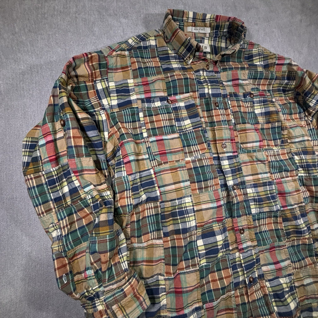 Orvis Plaid Madras Patchwork Long Sleeve Shirt Size Large