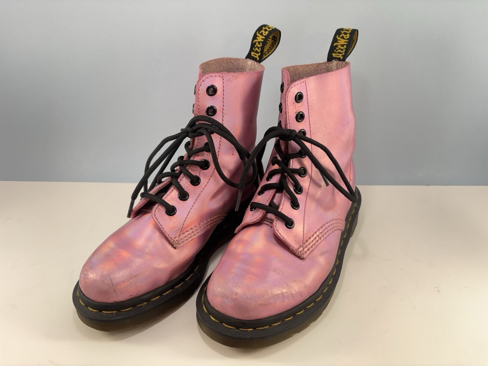 Dr. Martens 8 Hole Holographic Pink Boots US Size 6 Women - AW004