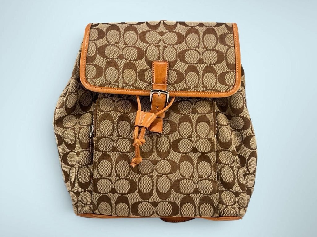 COACH Signature Khaki Tan Vachetta Drawstring Backpack H05K-6080