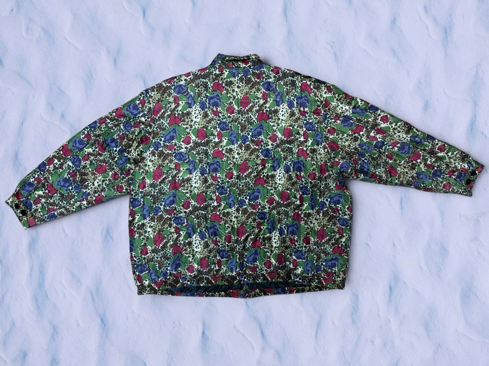 Vintage Anna and Frank Silk Floral Puffer Jacket Women’s Size 2X