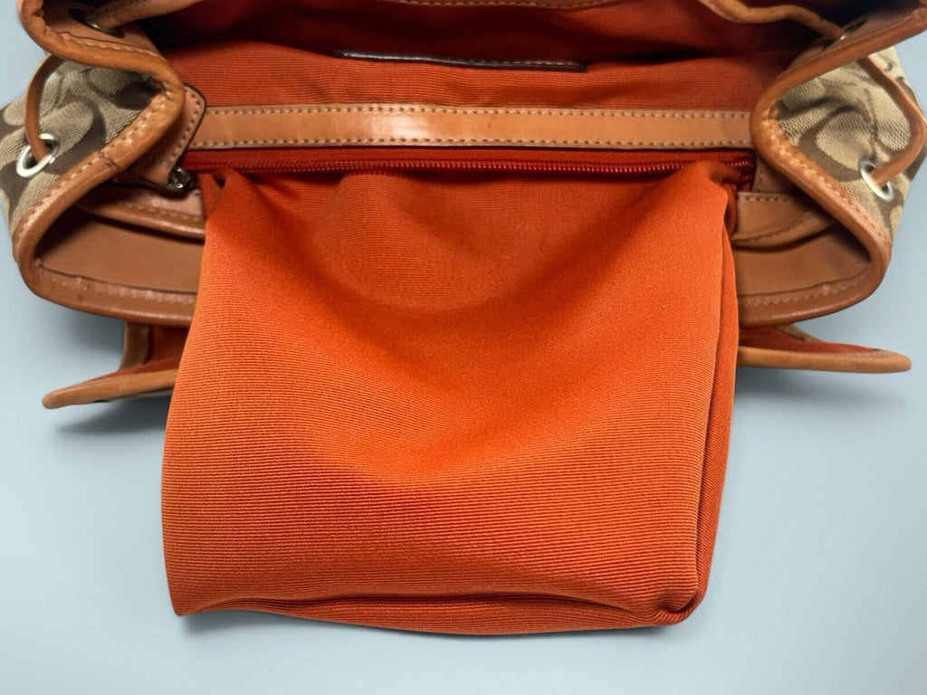 COACH Signature Khaki Tan Vachetta Drawstring Backpack H05K-6080