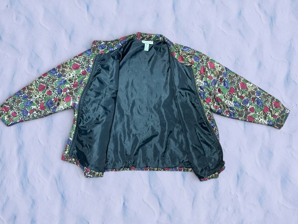 Vintage Anna and Frank Silk Floral Puffer Jacket Women’s Size 2X
