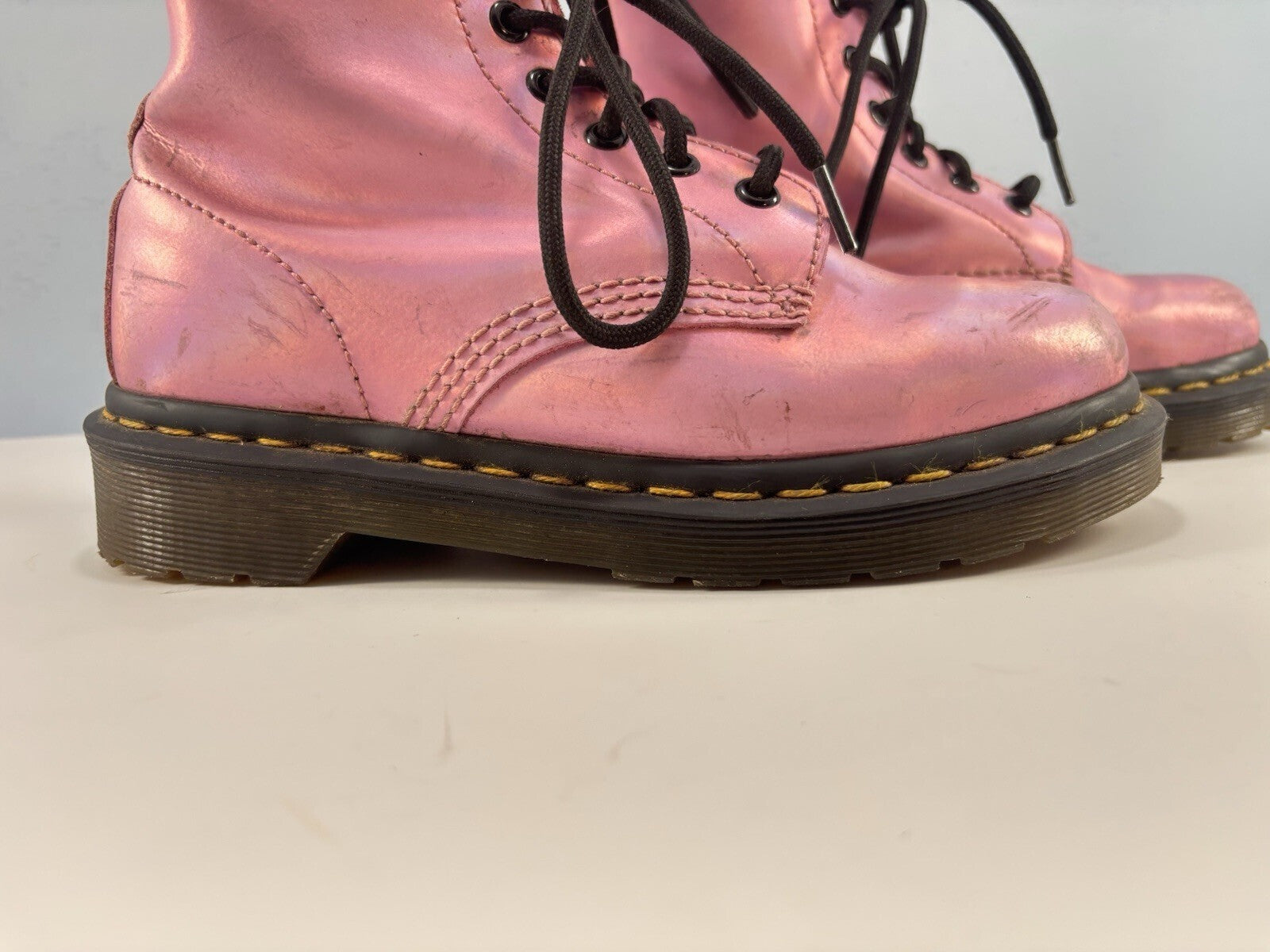 Dr. Martens 8 Hole Holographic Pink Boots US Size 6 Women - AW004