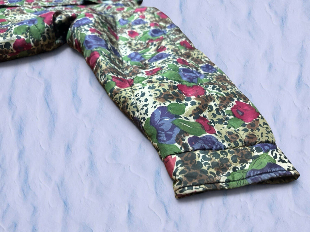 Vintage Anna and Frank Silk Floral Puffer Jacket Women’s Size 2X