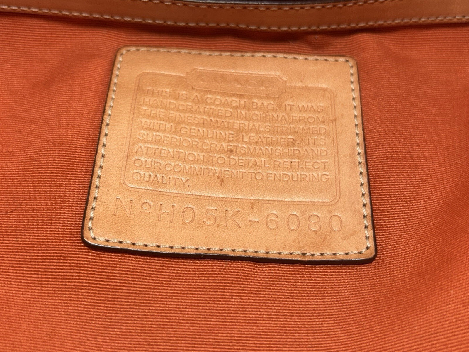 COACH Signature Khaki Tan Vachetta Drawstring Backpack H05K-6080